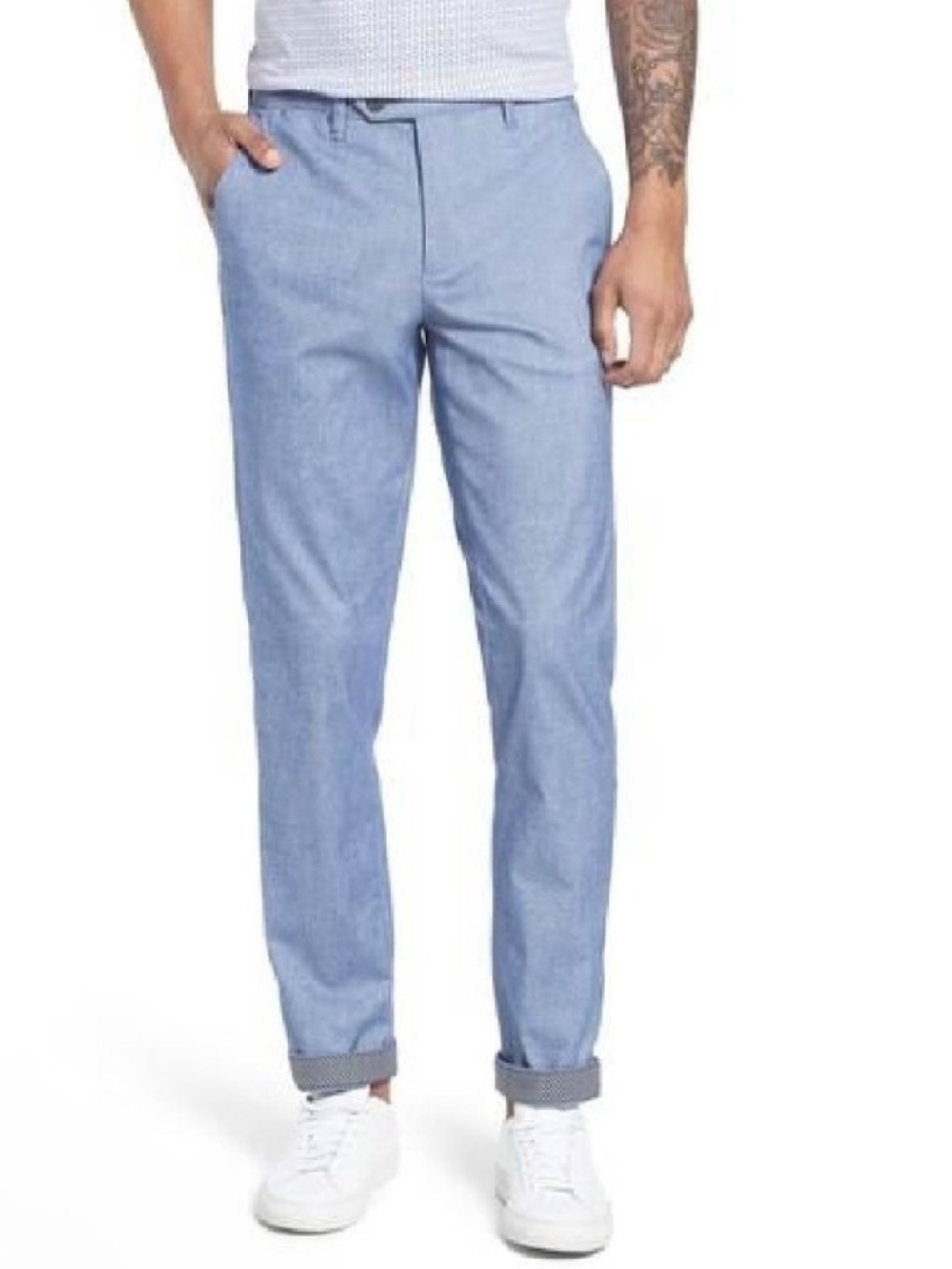 TED BAKER VOLVEK Chino Classic Fit Trouser Pants Mens 34R Casual Gray NWOT